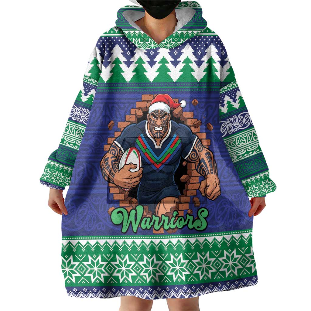 Merry Haka Warriors Personalised Wearable Blanket Hoodie Christmas Rugby League Spirit - Aussie Hoodie