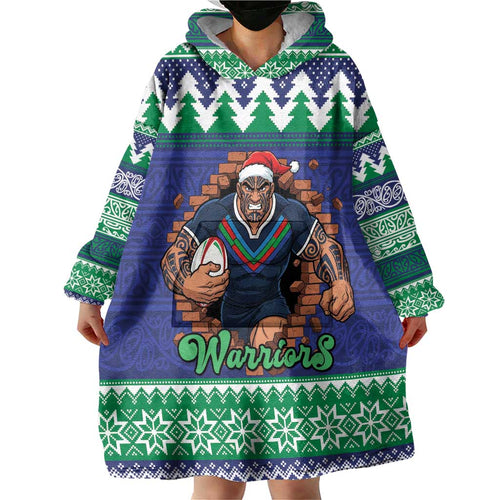 Merry Haka Warriors Personalised Wearable Blanket Hoodie Christmas Rugby League Spirit - Aussie Hoodie