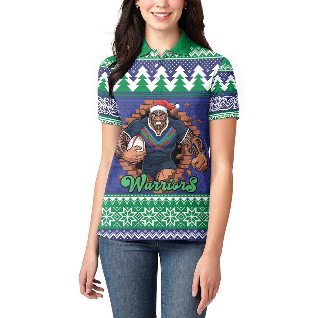 Merry Haka Warriors Personalised Women Polo Shirt Christmas Rugby League Spirit - Aussie Hoodie