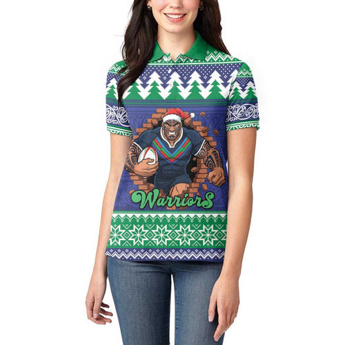 Merry Haka Warriors Personalised Women Polo Shirt Christmas Rugby League Spirit - Aussie Hoodie