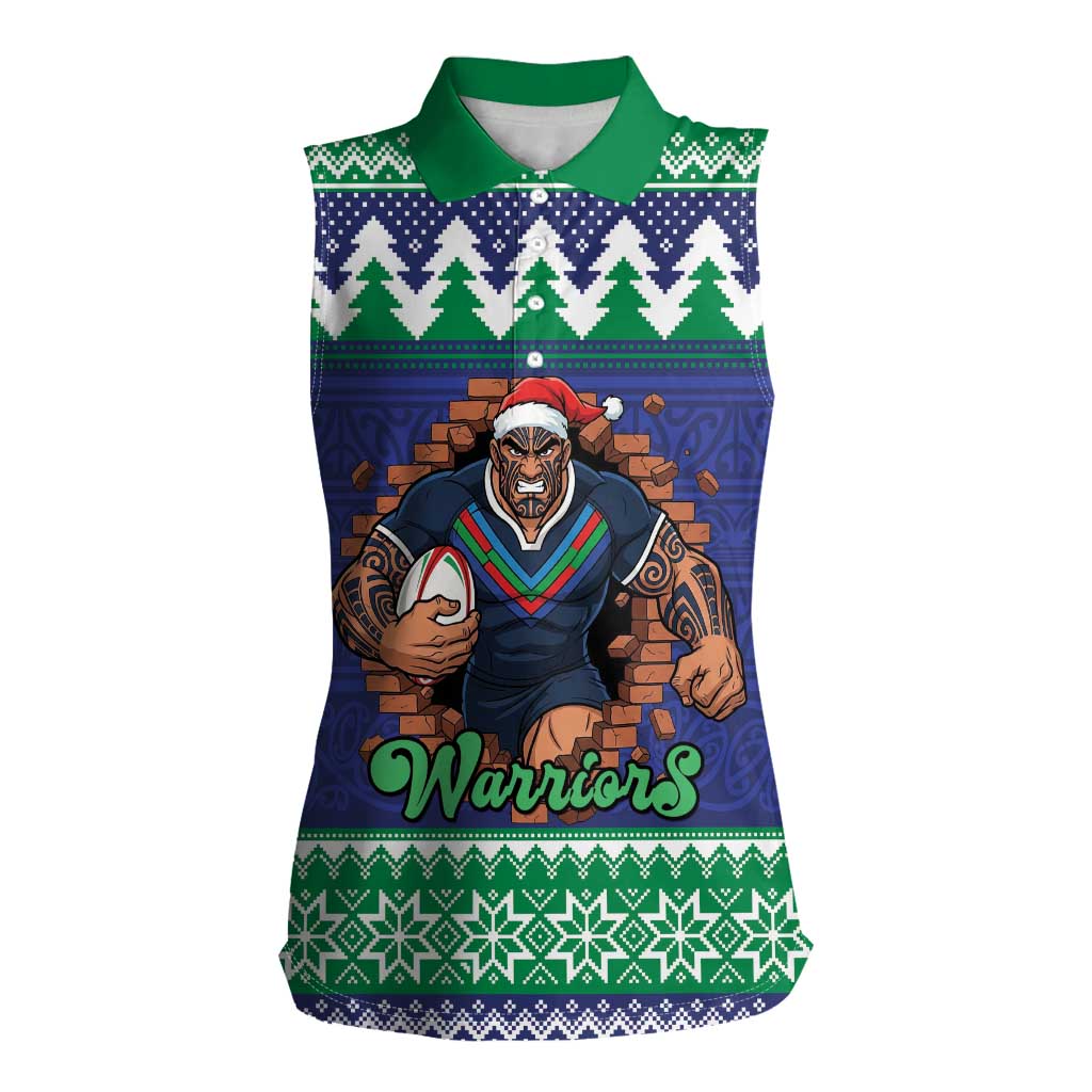 Merry Haka Warriors Personalised Women Sleeveless Polo Shirt Christmas Rugby League Spirit - Aussie Hoodie