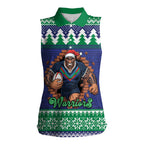 Merry Haka Warriors Personalised Women Sleeveless Polo Shirt Christmas Rugby League Spirit - Aussie Hoodie