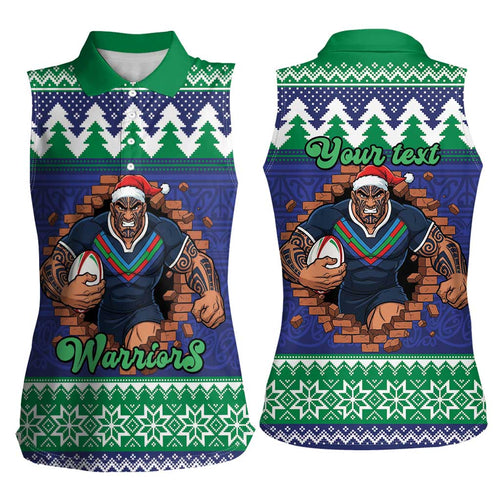 Merry Haka Warriors Personalised Women Sleeveless Polo Shirt Christmas Rugby League Spirit - Aussie Hoodie