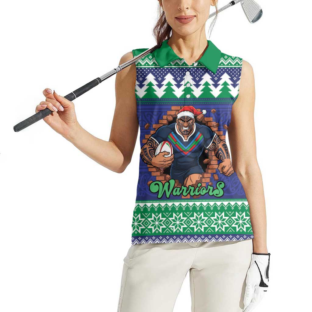 Merry Haka Warriors Personalised Women Sleeveless Polo Shirt Christmas Rugby League Spirit - Aussie Hoodie
