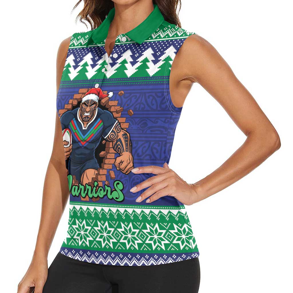 Merry Haka Warriors Personalised Women Sleeveless Polo Shirt Christmas Rugby League Spirit - Aussie Hoodie