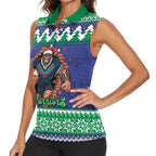 Merry Haka Warriors Personalised Women Sleeveless Polo Shirt Christmas Rugby League Spirit - Aussie Hoodie