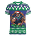 Merry Haka Warriors Personalised Women V-Neck T-Shirt Christmas Rugby League Spirit - Aussie Hoodie