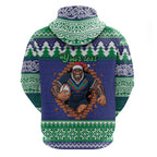 Merry Haka Warriors Personalised Zip Hoodie Christmas Rugby League Spirit - Aussie Hoodie