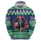 Merry Haka Warriors Personalised Zip Hoodie Christmas Rugby League Spirit - Aussie Hoodie