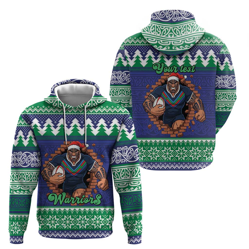 Merry Haka Warriors Personalised Zip Hoodie Christmas Rugby League Spirit - Aussie Hoodie