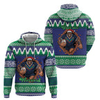 Merry Haka Warriors Personalised Zip Hoodie Christmas Rugby League Spirit - Aussie Hoodie