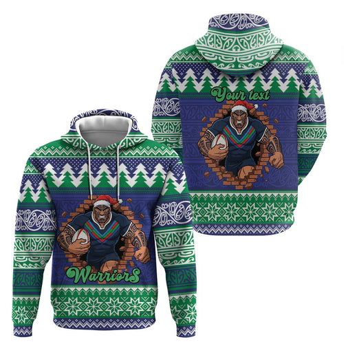 Merry Haka Warriors Personalised Zip Hoodie Christmas Rugby League Spirit - Aussie Hoodie