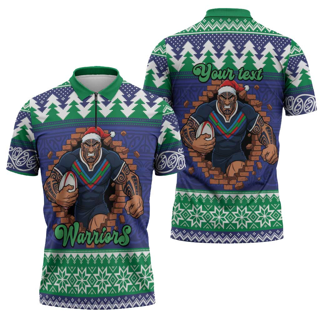 Merry Haka Warriors Personalised Zipper Polo Shirt Christmas Rugby League Spirit - Aussie Hoodie