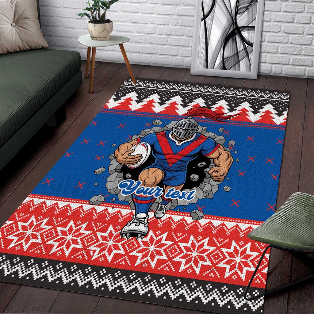 Merry Knights Newcastle Pride Personalised Area Rug Christmas Rugby League Spirit - Aussie Hoodie