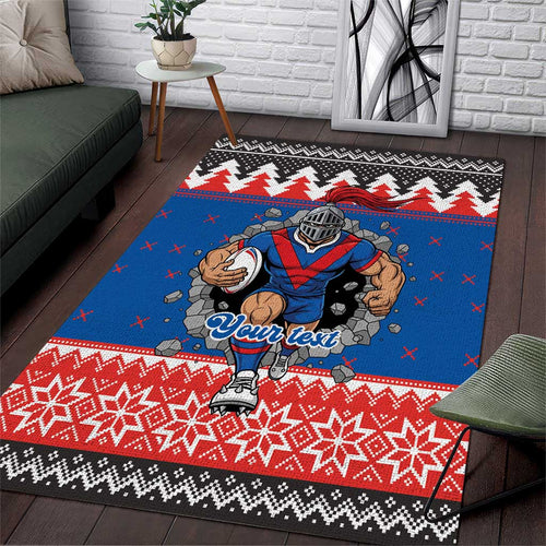 Merry Knights Newcastle Pride Personalised Area Rug Christmas Rugby League Spirit - Aussie Hoodie
