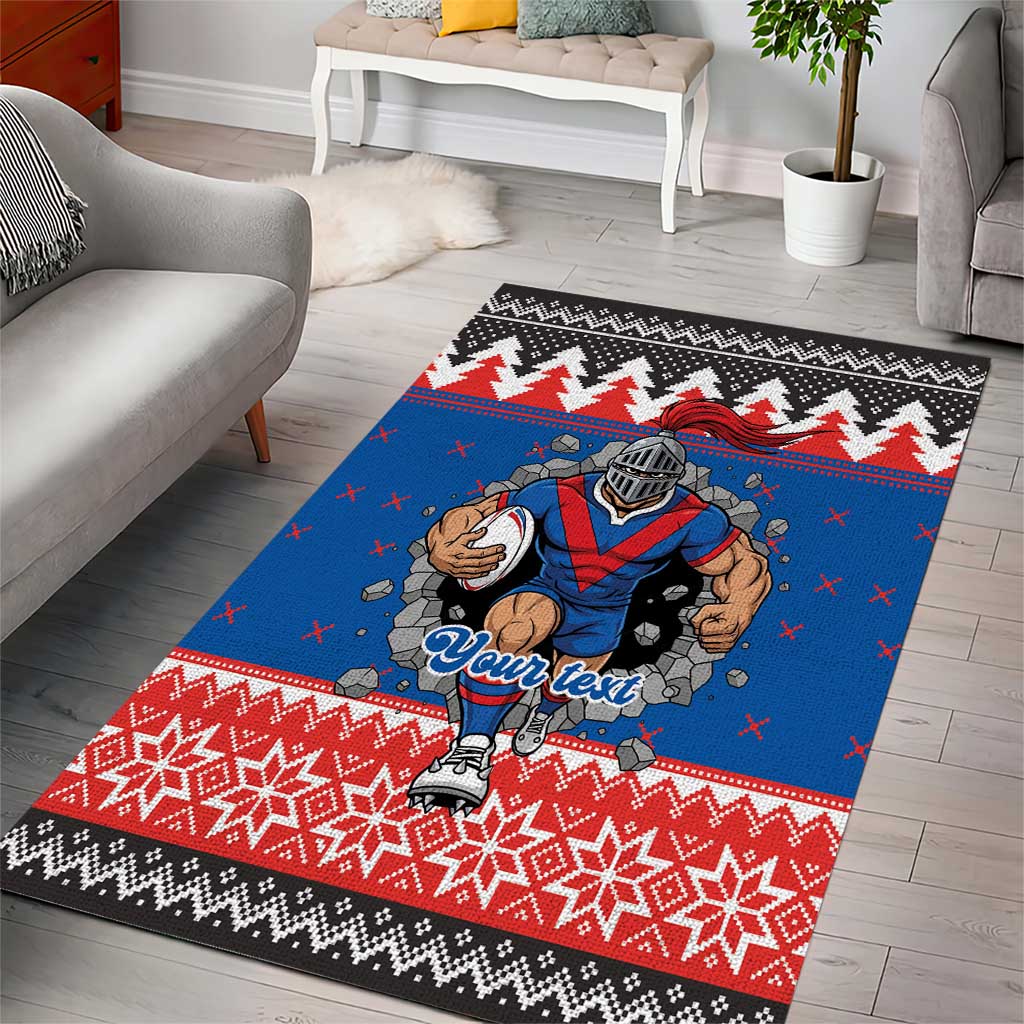 Merry Knights Newcastle Pride Personalised Area Rug Christmas Rugby League Spirit - Aussie Hoodie