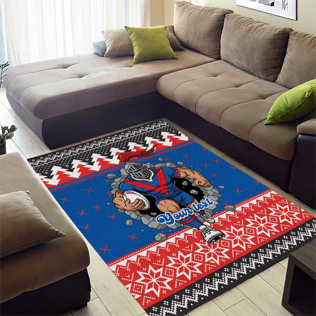 Merry Knights Newcastle Pride Personalised Area Rug Christmas Rugby League Spirit - Aussie Hoodie