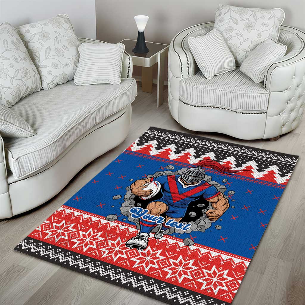 Merry Knights Newcastle Pride Personalised Area Rug Christmas Rugby League Spirit - Aussie Hoodie