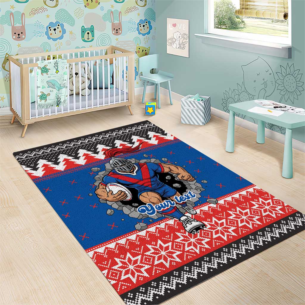 Merry Knights Newcastle Pride Personalised Area Rug Christmas Rugby League Spirit - Aussie Hoodie