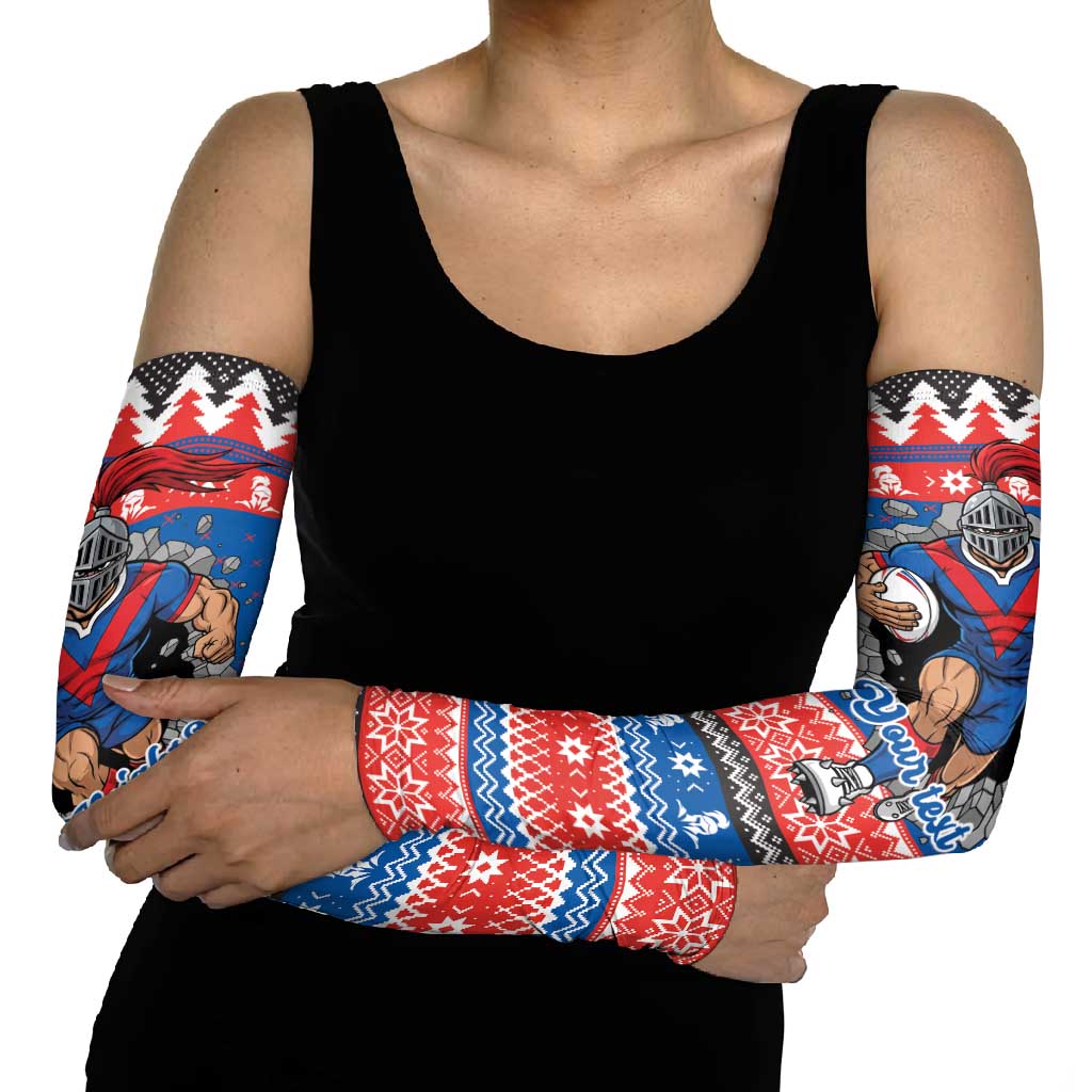 Merry Knights Newcastle Pride Personalised Arm Sleeves Christmas Rugby League Spirit - Aussie Hoodie