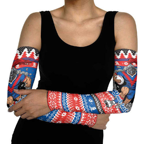 Merry Knights Newcastle Pride Personalised Arm Sleeves Christmas Rugby League Spirit - Aussie Hoodie