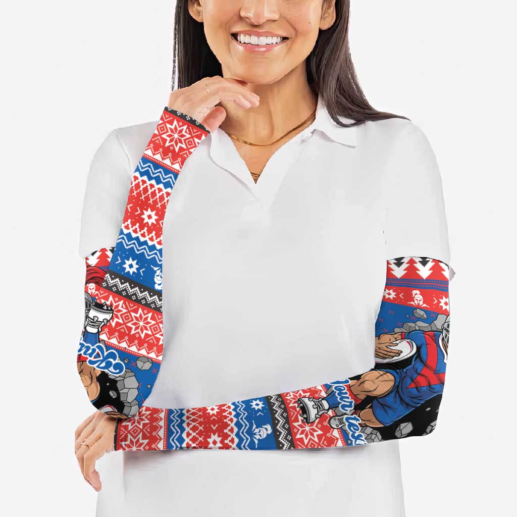 Merry Knights Newcastle Pride Personalised Arm Sleeves Christmas Rugby League Spirit - Aussie Hoodie