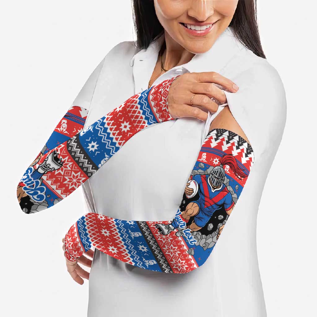 Merry Knights Newcastle Pride Personalised Arm Sleeves Christmas Rugby League Spirit - Aussie Hoodie