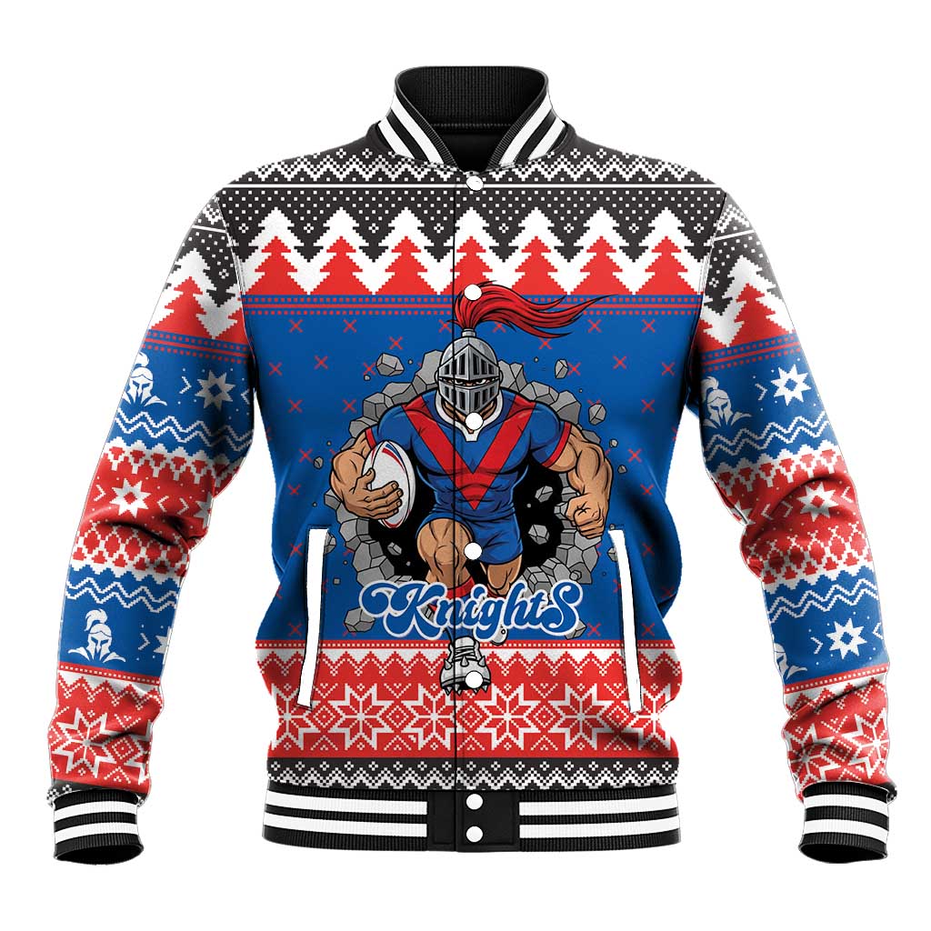 Merry Knights Newcastle Pride Personalised Baseball Jacket Christmas Rugby League Spirit - Aussie Hoodie