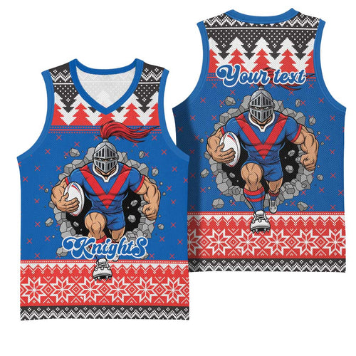 Merry Knights Newcastle Pride Personalised Basketball Jersey Christmas Rugby League Spirit - Aussie Hoodie