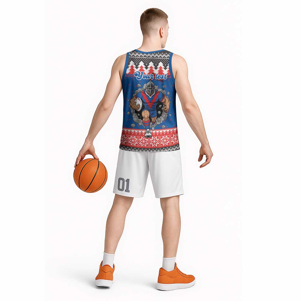 Merry Knights Newcastle Pride Personalised Basketball Jersey Christmas Rugby League Spirit - Aussie Hoodie