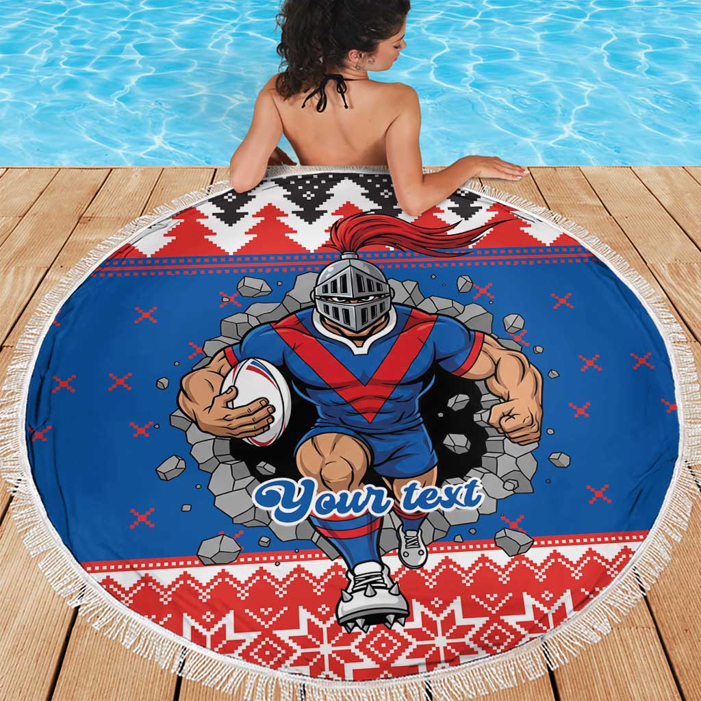 Merry Knights Newcastle Pride Personalised Beach Blanket Christmas Rugby League Spirit - Aussie Hoodie