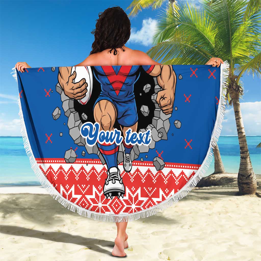 Merry Knights Newcastle Pride Personalised Beach Blanket Christmas Rugby League Spirit - Aussie Hoodie