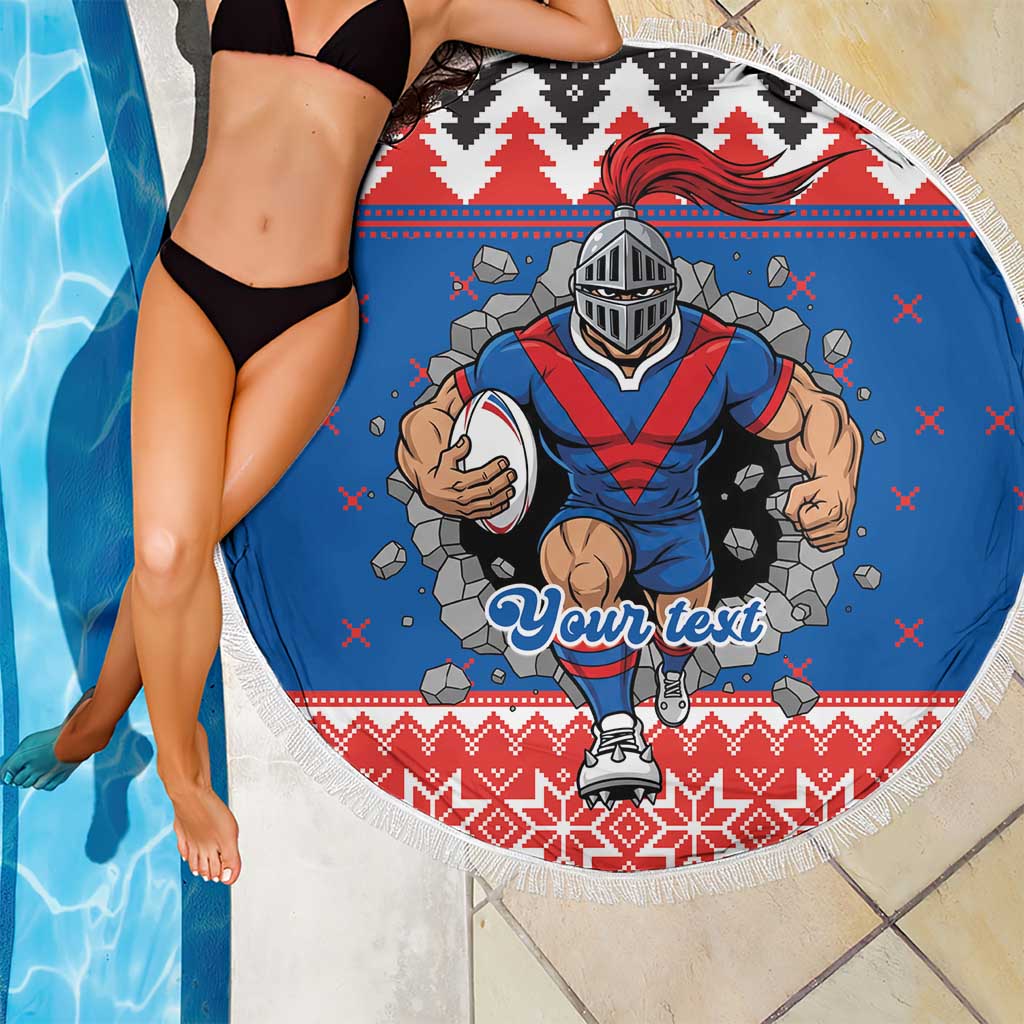 Merry Knights Newcastle Pride Personalised Beach Blanket Christmas Rugby League Spirit - Aussie Hoodie