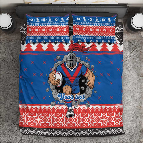 Merry Knights Newcastle Pride Personalised Bedding Set Christmas Rugby League Spirit - Aussie Hoodie