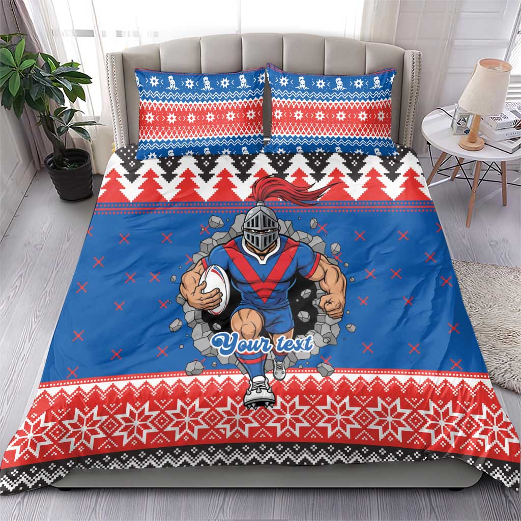 Merry Knights Newcastle Pride Personalised Bedding Set Christmas Rugby League Spirit - Aussie Hoodie