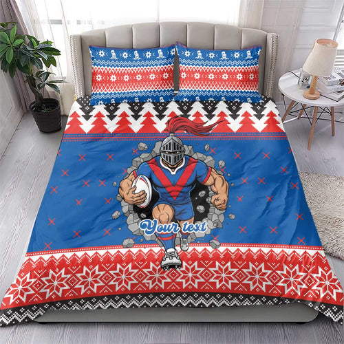 Merry Knights Newcastle Pride Personalised Bedding Set Christmas Rugby League Spirit - Aussie Hoodie