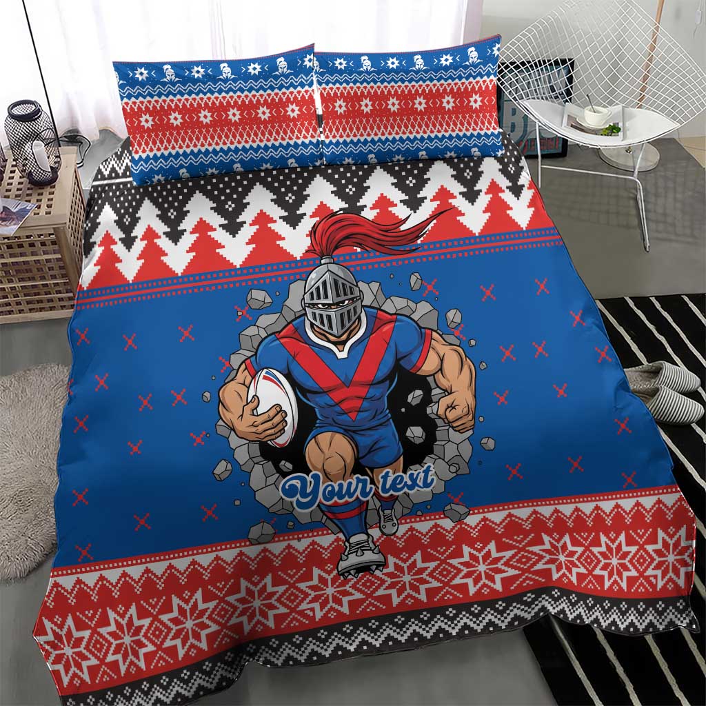 Merry Knights Newcastle Pride Personalised Bedding Set Christmas Rugby League Spirit - Aussie Hoodie