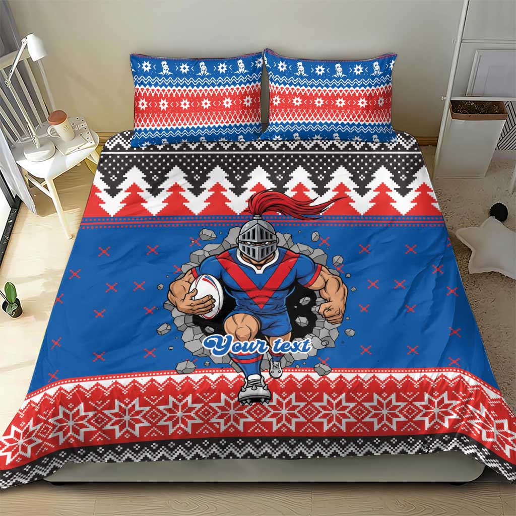 Merry Knights Newcastle Pride Personalised Bedding Set Christmas Rugby League Spirit - Aussie Hoodie