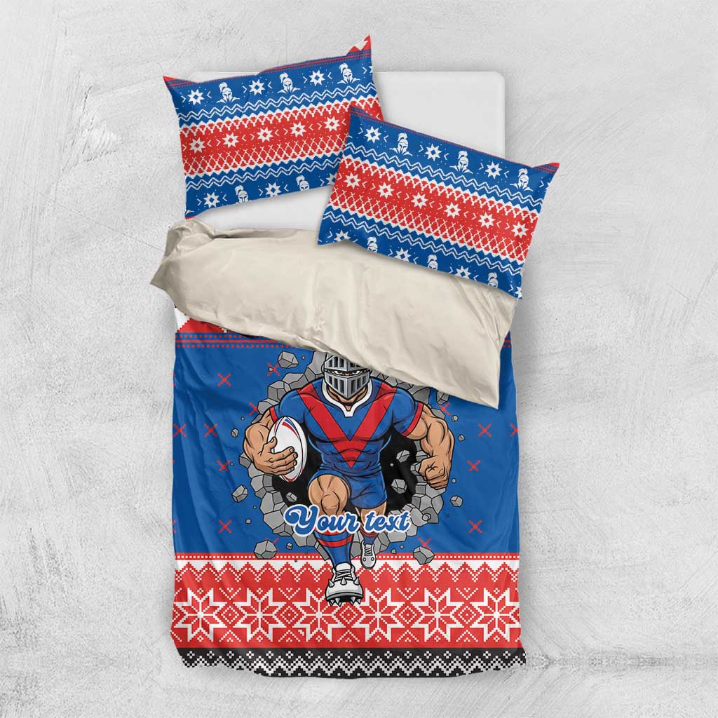 Merry Knights Newcastle Pride Personalised Bedding Set Christmas Rugby League Spirit - Aussie Hoodie
