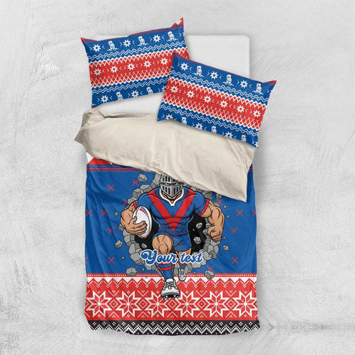 Merry Knights Newcastle Pride Personalised Bedding Set Christmas Rugby League Spirit - Aussie Hoodie
