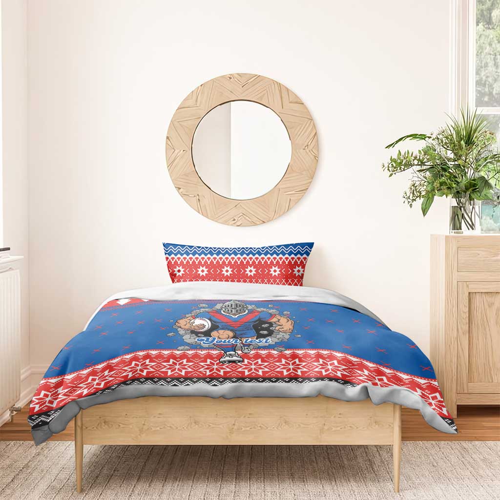 Merry Knights Newcastle Pride Personalised Bedding Set Christmas Rugby League Spirit - Aussie Hoodie