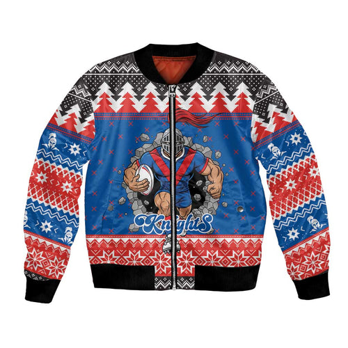 Merry Knights Newcastle Pride Personalised Bomber Jacket Christmas Rugby League Spirit - Aussie Hoodie