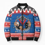 Merry Knights Newcastle Pride Personalised Bomber Puffer Jacket Christmas Rugby League Spirit - Aussie Hoodie