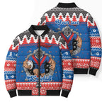 Merry Knights Newcastle Pride Personalised Bomber Puffer Jacket Christmas Rugby League Spirit - Aussie Hoodie