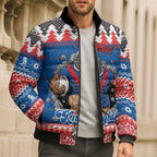 Merry Knights Newcastle Pride Personalised Bomber Puffer Jacket Christmas Rugby League Spirit - Aussie Hoodie