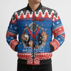 Merry Knights Newcastle Pride Personalised Bomber Puffer Jacket Christmas Rugby League Spirit - Aussie Hoodie
