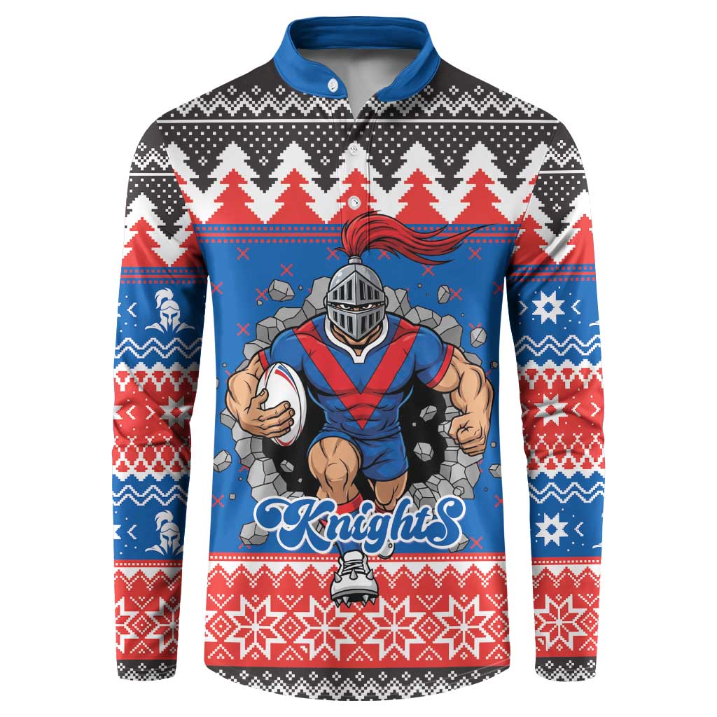 Merry Knights Newcastle Pride Personalised Button Sweatshirt Christmas Rugby League Spirit - Aussie Hoodie