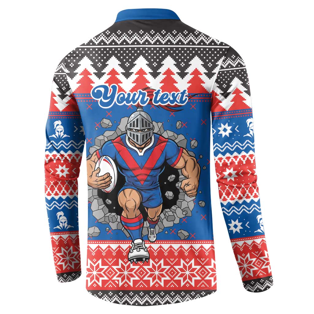 Merry Knights Newcastle Pride Personalised Button Sweatshirt Christmas Rugby League Spirit - Aussie Hoodie