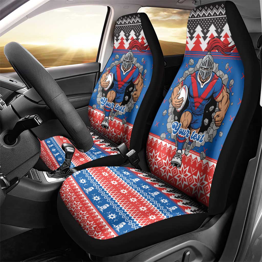 Merry Knights Newcastle Pride Personalised Car Seat Cover Christmas Rugby League Spirit - Aussie Hoodie