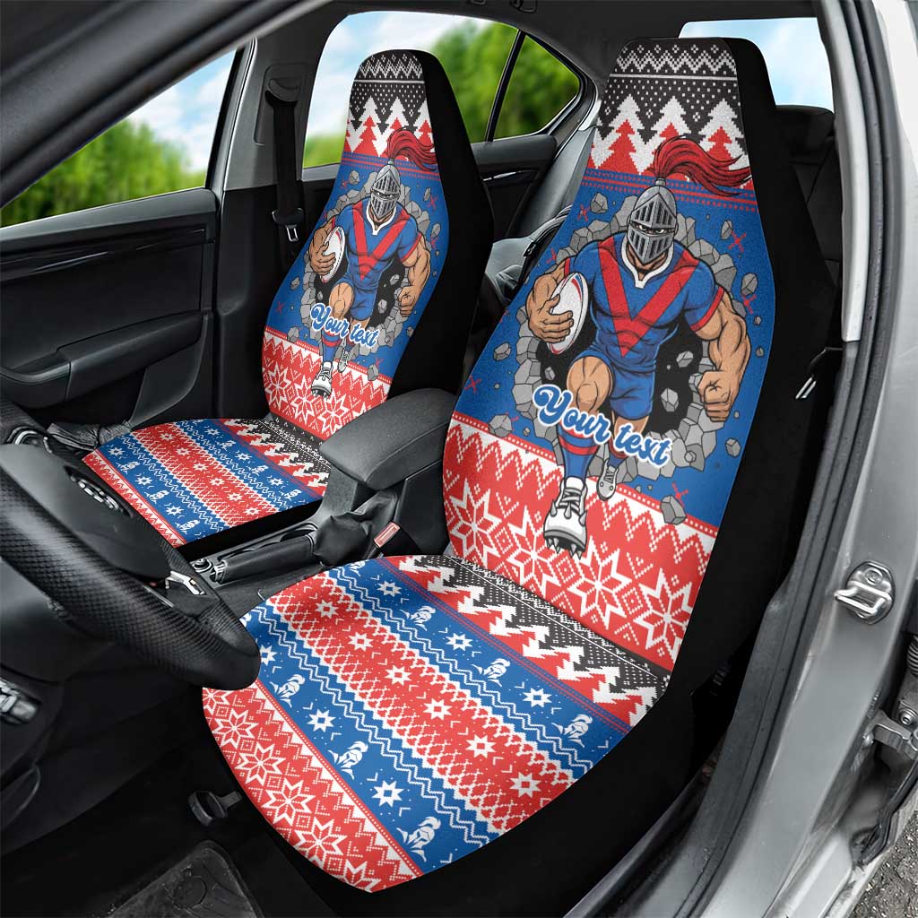 Merry Knights Newcastle Pride Personalised Car Seat Cover Christmas Rugby League Spirit - Aussie Hoodie